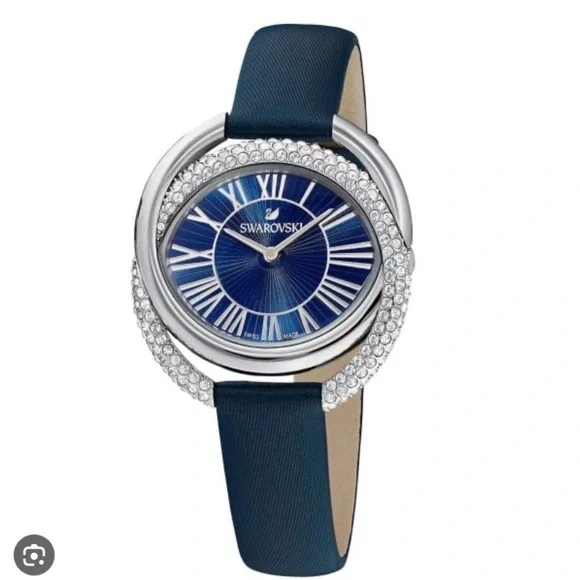 Swarovski DUO blue leather strap crystal watch (5484376) ĐỒNG HỒ NỮ SWAROVSKI DUO BLUE LEATHER 5484376 main image 3